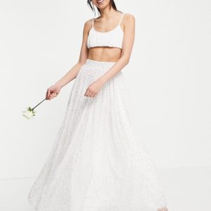 ASOS Edition - Alt til bruden - Stor hvid nederdel med udsmykning-Sølv