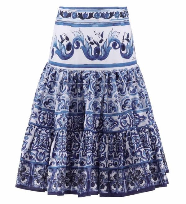 Dolce & Gabbana Nederdel - Blu Mediterraneo - Hvid m. Blå - 8 år (128) - Dolce & Gabbana Nederdel